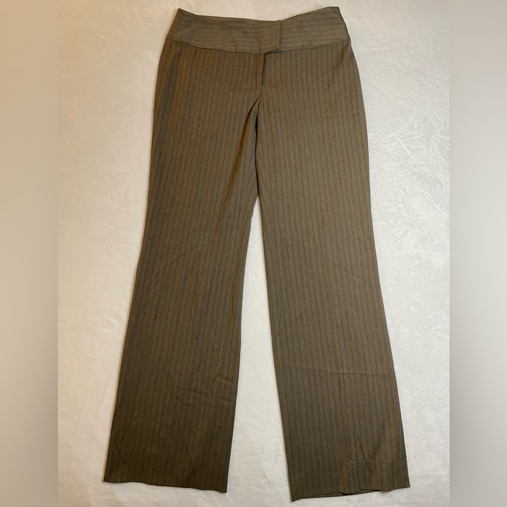Cabi Dress Pants Pin Stripe Brown Straight Wide Leg Career Trouser Size 4